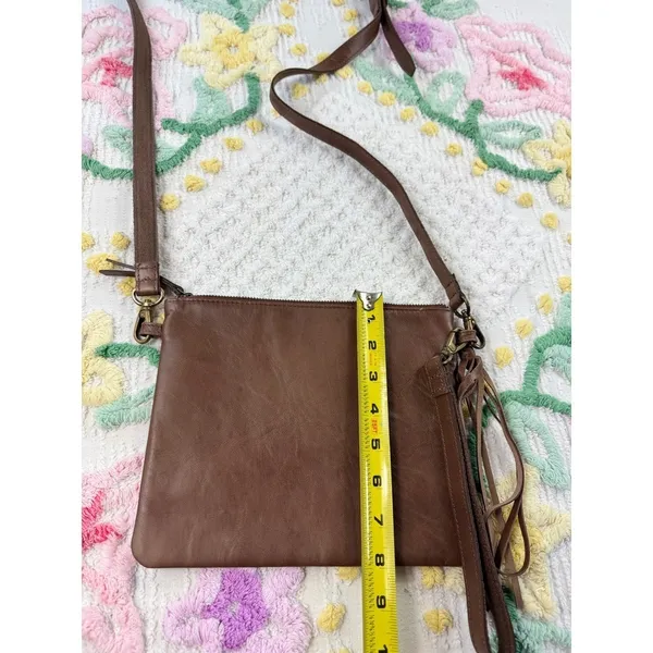 Artisan BY LANG Brown Faux Leather Tassel Crossbody Shoulder‎ Bag - Image 3