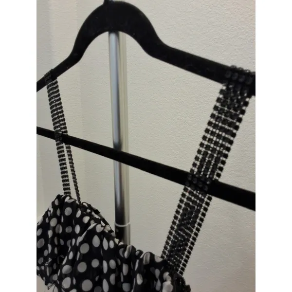 2B Bebe Size M Black And White Polka Dot With Plastic Straps Mini Dress - Image 2