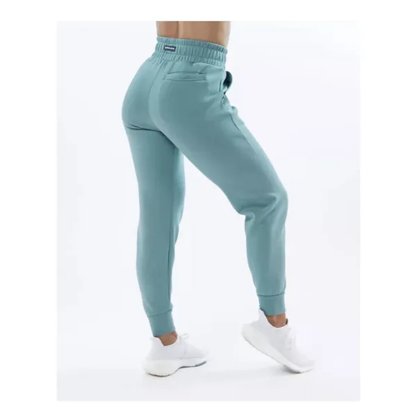 Set 2 Pcs Alphalete Women's ELMTS Short Sleeve Crop & Relaxed Coffed Jogger Teal - Image 3