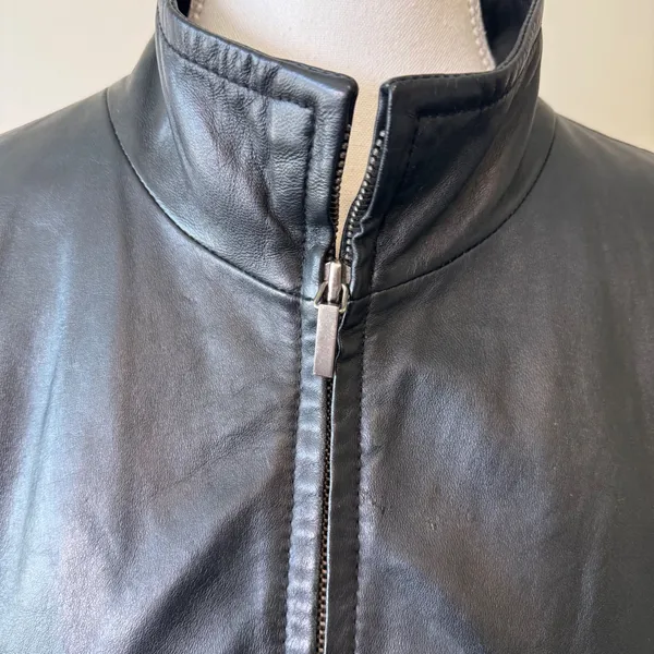 Van Heusen Women Leather Jacket XL Black Zip Up Mock Neck Moto Minimalist Moto - Image 7