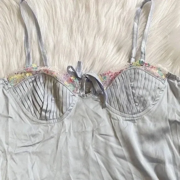 Cider Satin Sweetheart Baby Doll Rainbow Lace Trim Mini Dress Size M NWT - Image 5