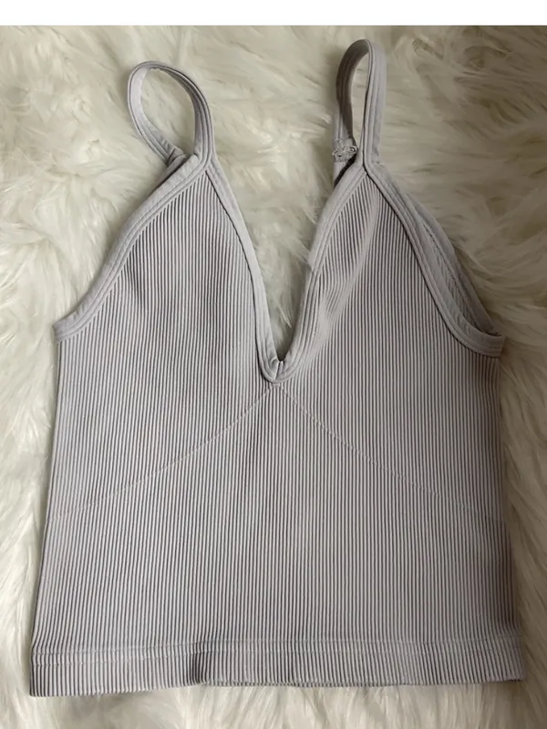 Free People Movement Happiness runs v neck size M L in iced grey - Image 2