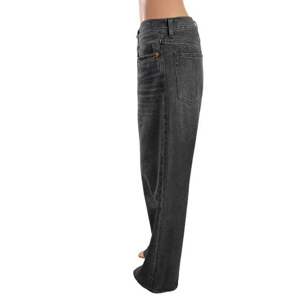Madewell Women's Black High Waisted Palazzo Wide Leg Denim Jeans Pants Size 26 - Image 2