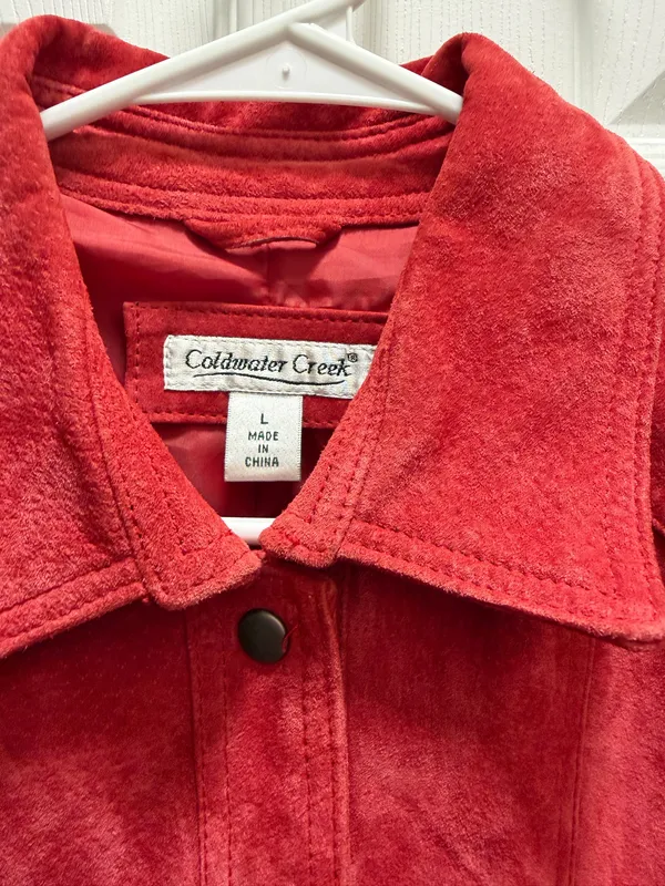 Cherry Red vintage leather jacket Size L - Image 3