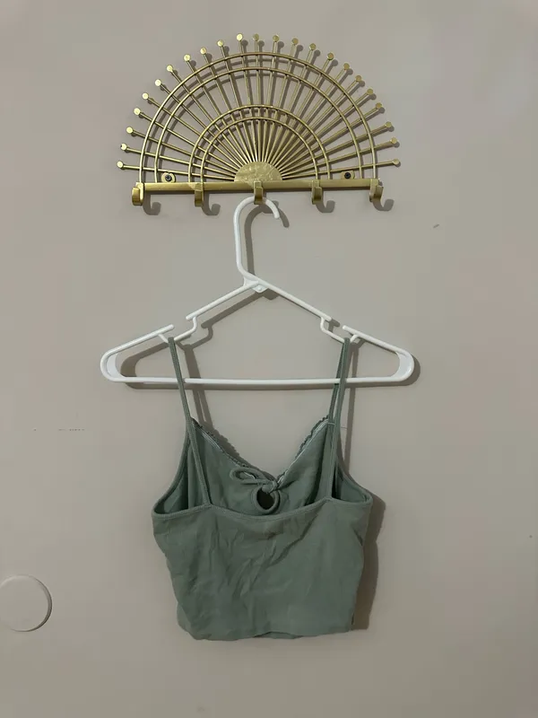 PacSun Sage Green Tie-Front Crop Top - Image 2