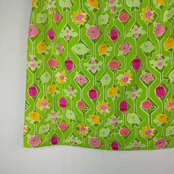 Vtg Lilly Pulitzer Green Floral Spring Mini Skirt Sz 10 Lime Lemon Ladybug - Image 6