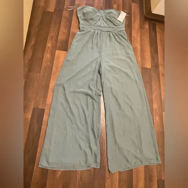 Birdy Grey Green Jumpsuit Wide-Leg High-Waisted - Image 14
