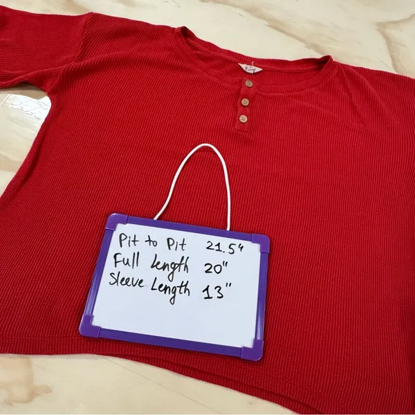Eberjey Red Cozy Waffle Henley Short Sleeve Long Pants‎ Pajama PJ Set Red XS - Image 11