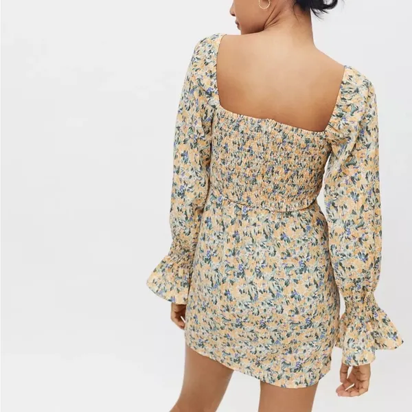 floral mini dress fluted sleeve bodycon bustier dress - Image 5