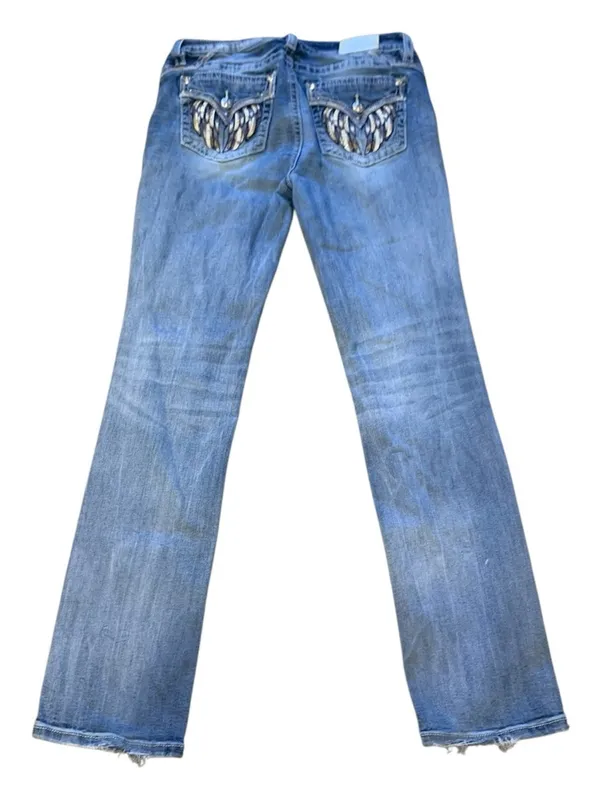 MISS ME Womens Blue Embellished Back Pocket Jeans size 31 - Image 2