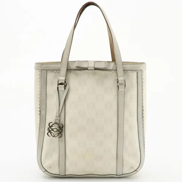 Loewe Taupe Anagram Pvc & Synthetic Leather Trim Tote Bag - Image 2
