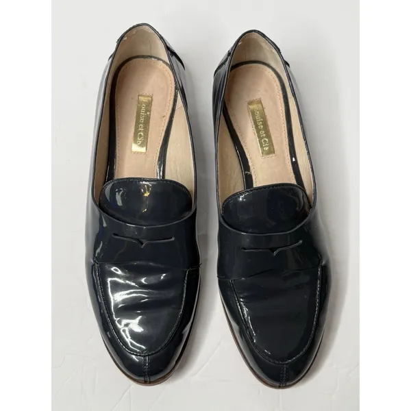 Louise et Cie Patent Leather Loafers Size 7M Blue Preppy Nerdy Glossy Slip On - Image 2