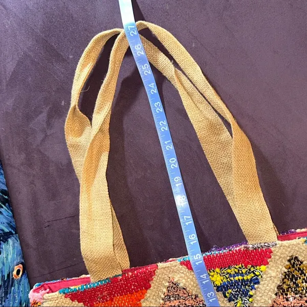 Colorful Woven Tote Bag Red - Image 9