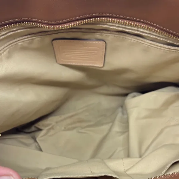 Coach Tan Leather Tote with Heart Scarf - Image 9