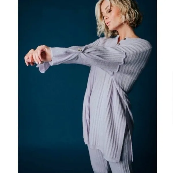 Free People Around The Clock Ribbed Henley Tunic Jogger Lounge Set Lavender‎ S - Image 3