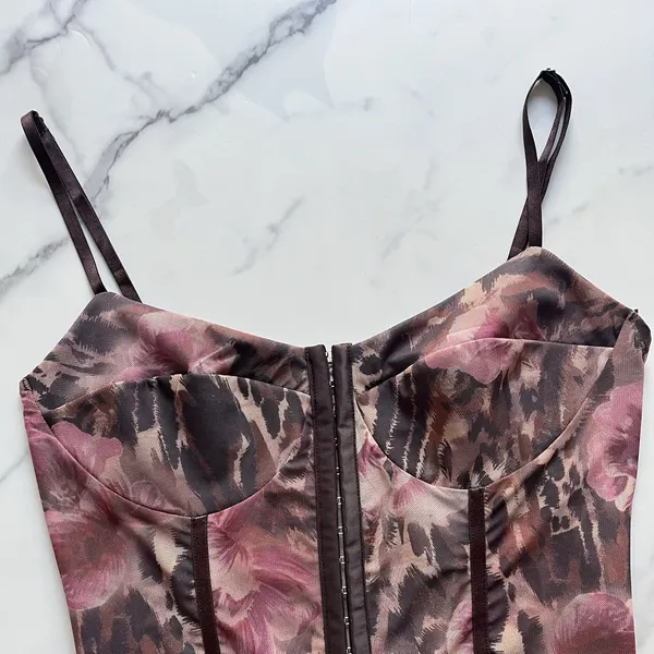 NWT Free People Night Rhythm corset Bodysuit in Shaved Chocolate Combo Size XL - Image 5