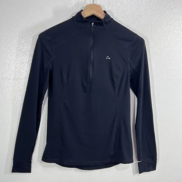 Paradox Women's 1/4 Zip Merino Wool Blend Base Layer Top Small Black Thermal - Image 2