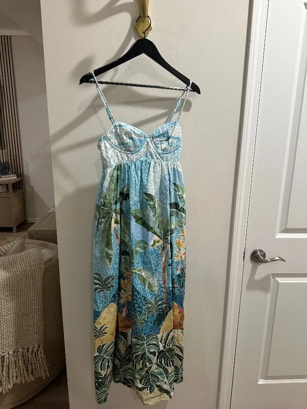 FARM RIO Rio Mosaic Cotton Maxi Dress in Rio Mosaic Multicolor Size Medium - Image 4