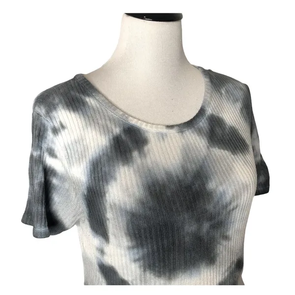 Brandy Melville Tie‎ Dye Crop Top Ribbed Blue Short Sleeve Women Size One Size - Image 5