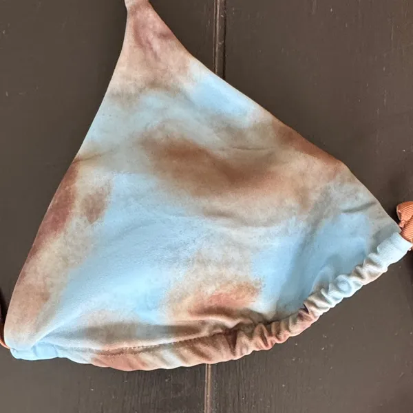 SHEIN Blue and Brown Tie-Dye String Triangle Bikini Set - Image 2