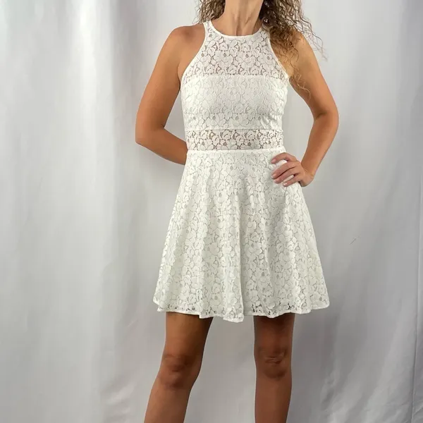 Likely Sleeveless Lace Fit & Flare Mini Dress in White Size 0‎ - Image 11