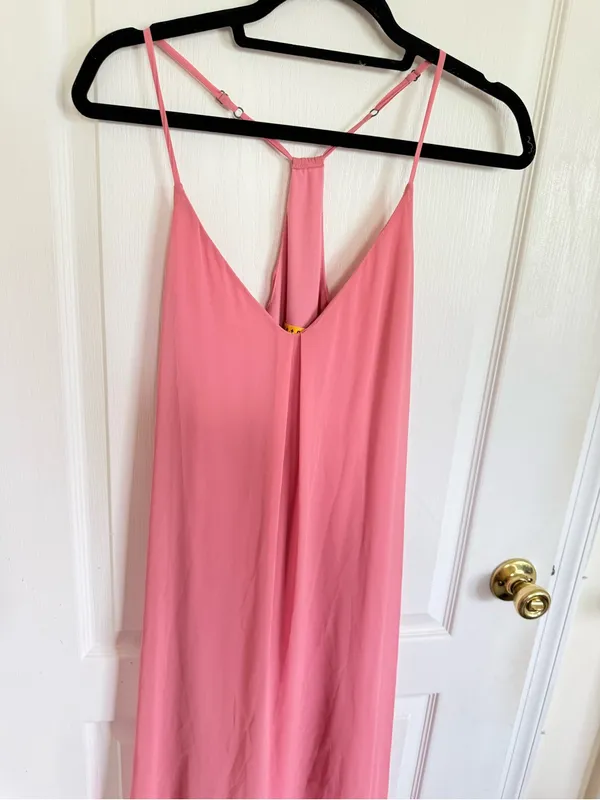 Alice & Olivia Chiffon Flowy Blush Pink Midi Dress - Image 6