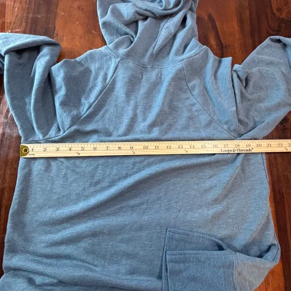 Thread & Supply Womens Blue Fusion Heather V-Neck Hoodie Sweatshirt Medium T2034 - Image 7