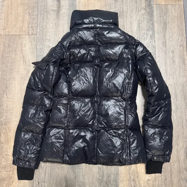 S13 Allie Shiny Black Puffer Down Jacket High Neck Funnel‎ Collar XS - Image 2