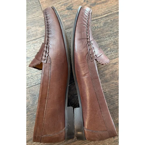 Jack Rogers Quinn Penny Loafers Sz 10 Brown Leather Academic Classic Brazil Made - Image 3