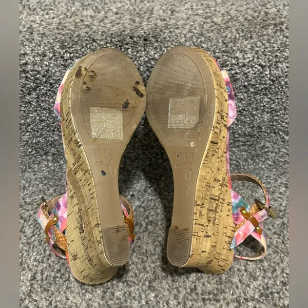 Mix No. 6 Zessi Floral Cork Wedge Sandals Ankle Strap Size 6.5 - Image 9