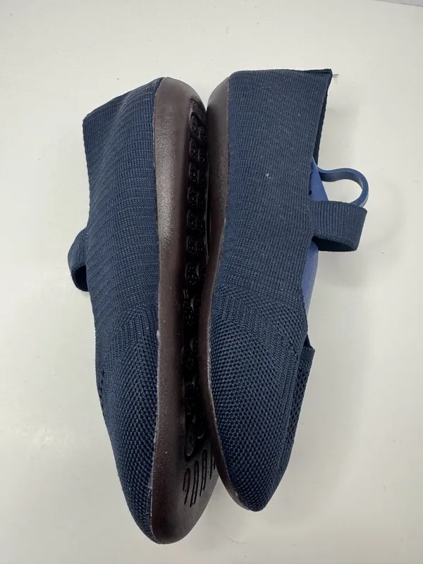 Husdnier Navy Blue Knit Mary Jane Loafers Women's Size EU41 - Image 6