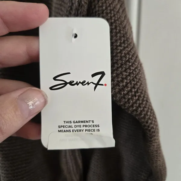 Seven7 Womens Cardigan Sweater Large Brown Oversized Open Front Cotton Knit NWT - Image 3