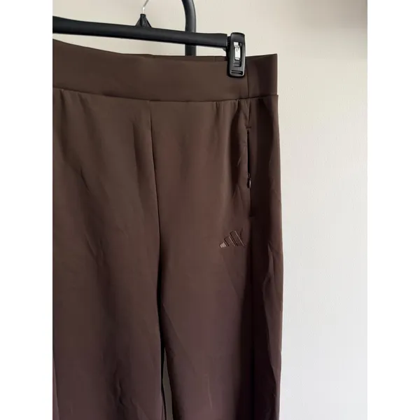 Adidas Womens Wide Leg Athletic Pants Brown High Rise Crop KF0794 Medium - Image 2