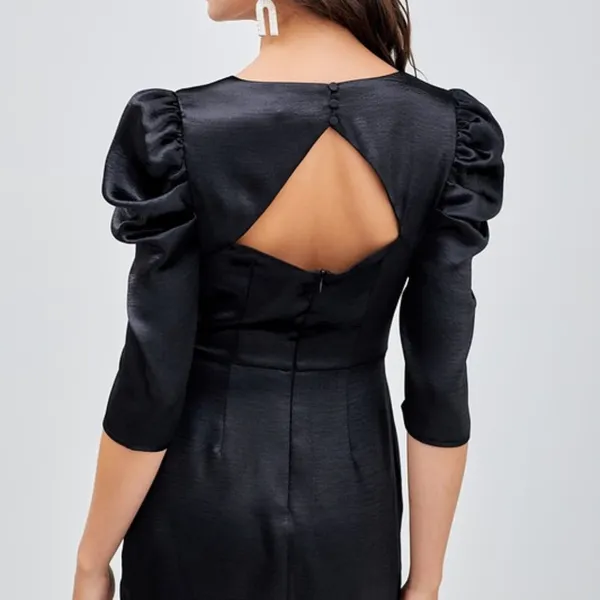 DO+BE Puff Sleeve Silk Dress - Image 2