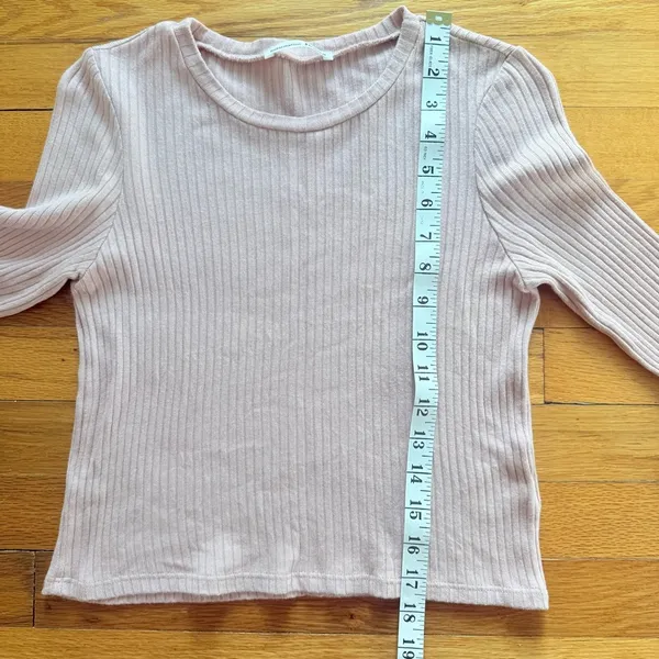 REFORMATION Wiley Knit Long‎ Sleeve Ribbed Top Light Pink Tencel size S - Image 6