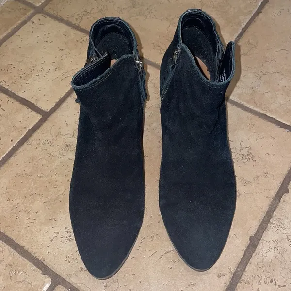 Frye & Co Black Judy Double Zip Suede Booties - Image 2