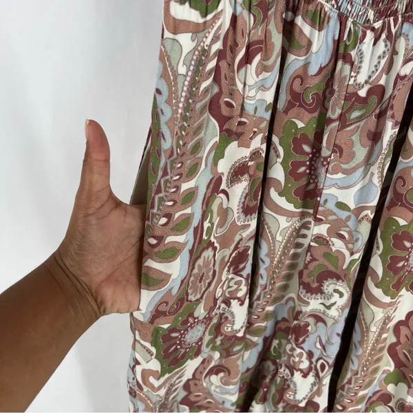 Aritzia Wilfred Chianti Jumpsuit Smocked Wide Leg Multicolor Paisley Print Crepe - Image 8