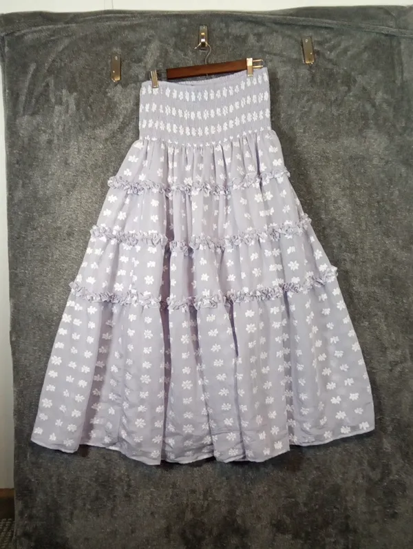 Lulu's Lavender Tiered Floral Maxi Skirt Dress Fairy Halloween Cottage Womens XL - Image 3