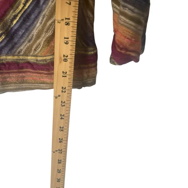 Free People Women's Medium Rainbow Striped Open Knit Round Neck‎ Boho Top - Image 7