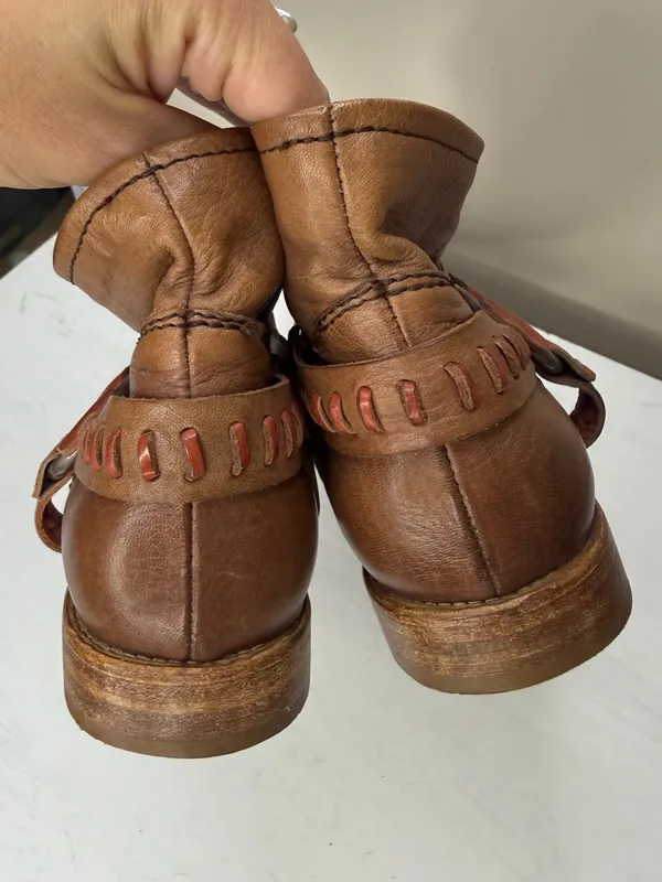 Alberto Fermani Soft Slouchy Leather Ankle Boots with Harness Strap Detail - Image 9