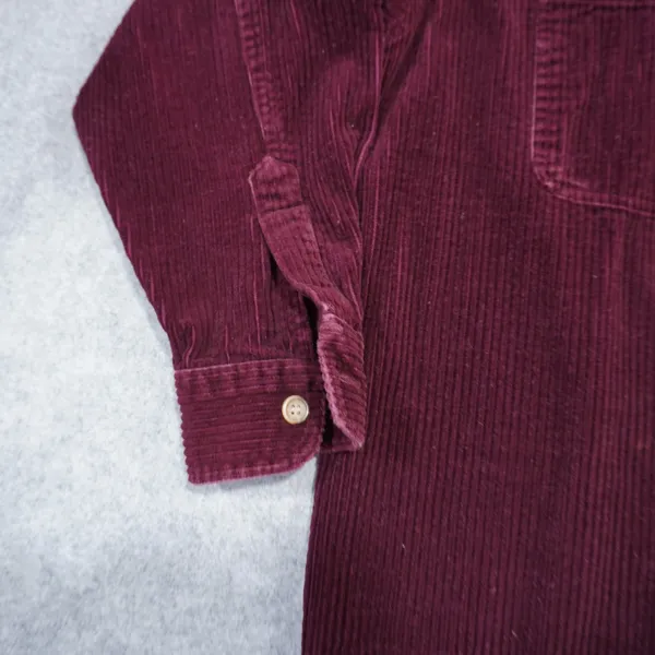 Vintage Disney Pooh Corduroy Shirt Maroon Burgundy Winnie the Pooh Embroidered M - Image 6
