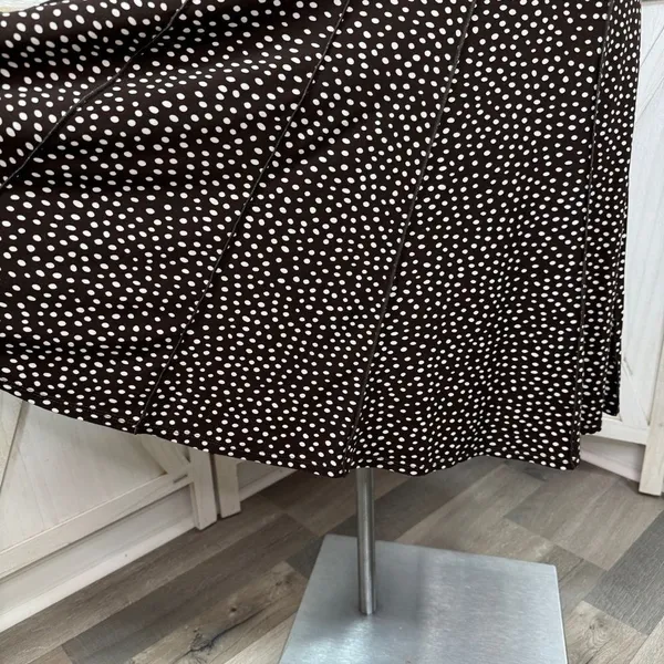 Perceptions Polka Dot Panel A Line Midi Dress Sleeveless‎ Brown White 12 - Image 8