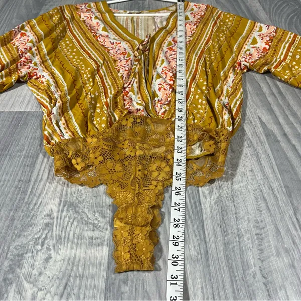 Free People Intimately Yellow Bohemian Long Sleeve Blouse Top; XS Women’s - Image 6