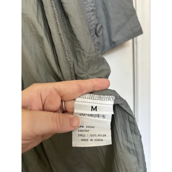 Vtg 90s Grey Nylon Duster Coat Women’s Oversized M Dolman Sleeve Pockets - Image 8
