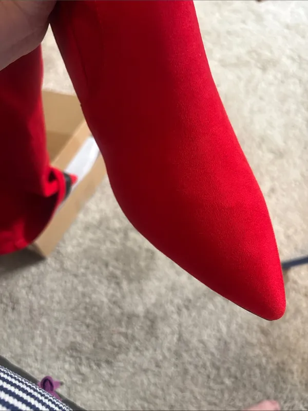 Elizabeth Tang cherry Red Over-the-Knee Stiletto Boot with Pointed Toe size 7.5 - Image 7