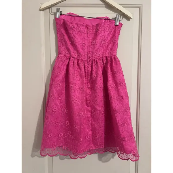 Lilly Pulitzer Peyton Mini Strapless Hoco Dress Floral Bloom Hot Pink Barbiecore - Image 2