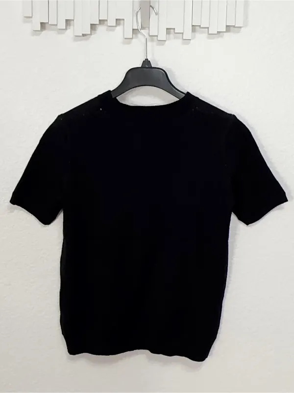 Miss Sparkling Black Pink Bow Graphic Short Sleeve Knit Sweater - Image 6