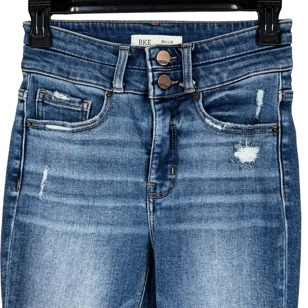 BKE SZ 25x29 1/2 Billie Jeans Tailored Bootcut Slim Fit Hi-Rise Distressed Blue - Image 2