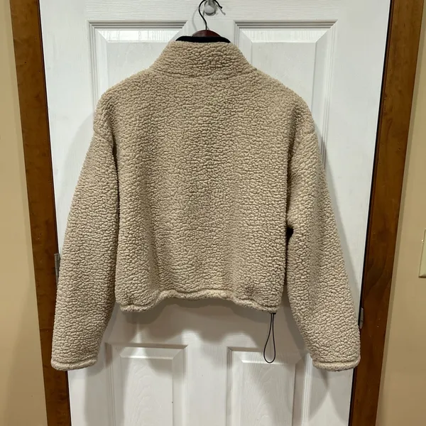 Tommy Hilfiger Tommy Jeans Cropped 1/4 Button Pullover Large Y2K Streetwear Adjustable Waist - Image 4