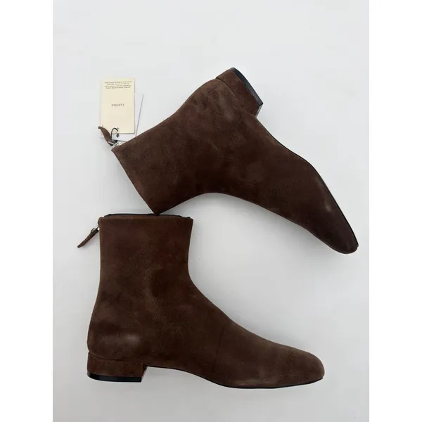 Mango Chocolate Brown Supple Bovine Suede Leather Round Toe Ankle Boots 7.5 - Image 2